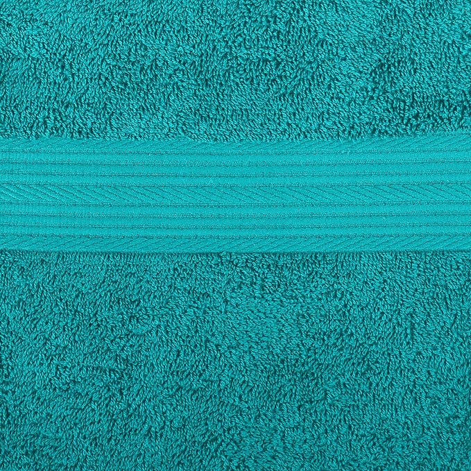 Amazon Basics 6-Piece Oversized Fade-Resistant Towel Set, 100% Cotton, Highly Absorbent, Soft, Teal, 2 Bath Towels, 2 Hand Towels, 2 Washcloths