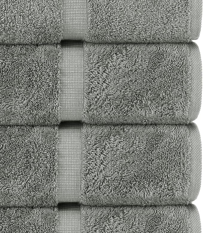 Chakir Turkish Linens 100% Cotton 6-Piece Towel Set, Gray | 100% cotton 6-pc set, OEKO-TEX certified: 2 bath 27x54, 2 hand 16x30, 2 washcloths 13x13