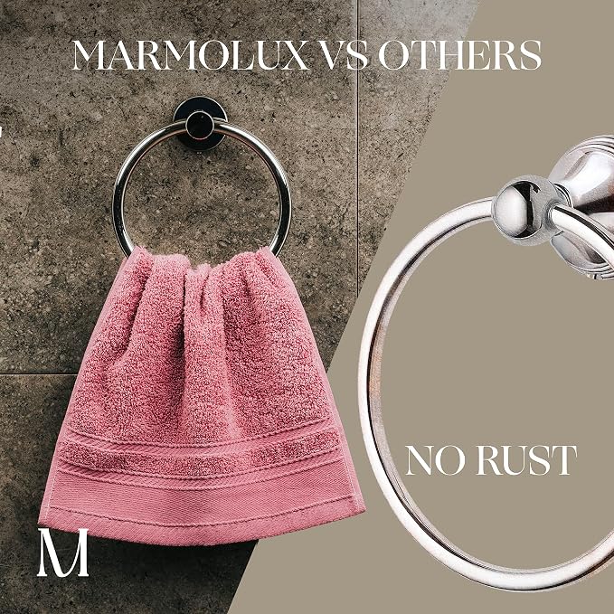 MARMOLUX ACC 2PCS Chrome Bathroom Hardware Set - Hand Towel Holder for Bathroom Wall & Toilet Paper Holder Wall Mount - Towel Holder Hanger Rack Stainless Steel Bathroom Set - Bathroom Towel Ring