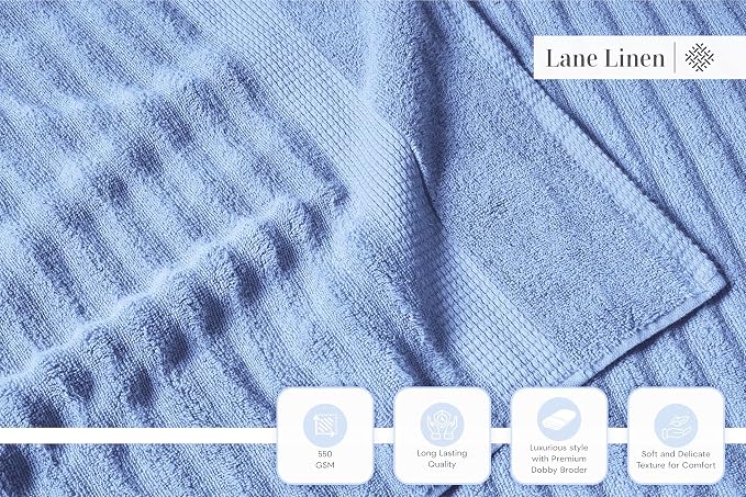 LANE LINEN Towel Set Soft Absorbent Quick Dry 100% Cotton 6 Piece - Allure | Cotton Bath Towels - Lightweight & Breathable, Fade-Resistant Color, Classic Terry Weave, Densely Woven, Coordinated Colors