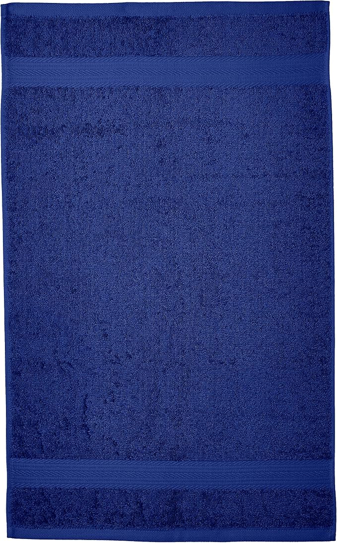 Amazon Basics 100% Cotton Fade-Resistant Hand Towels for Bathroom, Soft Absorbent, 26" x 16", Navy Blue, 6-Pack