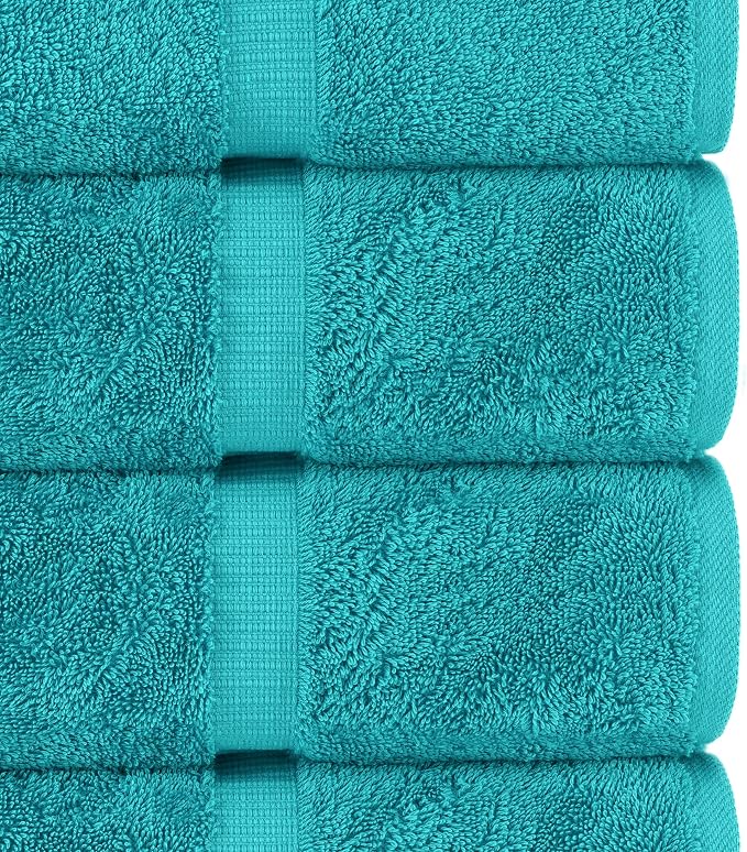 Chakir Turkish Linens 100% Cotton 8-Piece Towel Set, Aqua | 100% cotton 8-pc set, OEKO-TEX certified: 2 bath 27x54, 2 hand 16x30, 4 washcloths 13x13