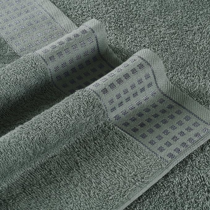 GLAMBURG 100% Cotton Ultra Soft 6 Pack Towel Set, Contains 2 Bath Towels 28x55 Inches, 2 Hand Towels 16x24 Inches & 2 Wash Coths 12x12 Inches, Compact Absorbent Lightweight & Quickdry - Jade