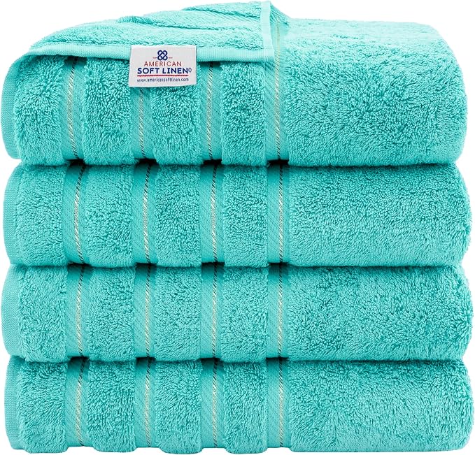 American Soft Linen 100% Cotton Luxury Turkish Towels, 4 PC Bath Towel Set | Soft Absorbent Quick Dry OEKO Tex Standard 100 Certificated Durable Machine Washable Premium Hotel Quality