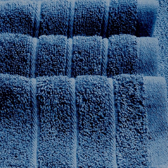 4 Piece Extra Large Bath Towels 30 x 60 Inches, Blue | 100% Cotton, Larger & Lighter Weight, Quicker to Dry, Super Soft and Absorbent, Perfect for Bathroom