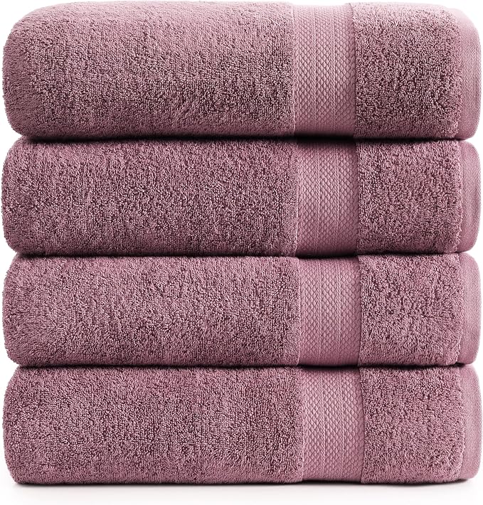 LANE LINEN Large Bath Sheets Oversized Soft Absorbent - Wishful Mauve | Bathroom Towels Large - Lightweight & Breathable, Fade-Resistant Color, Classic Terry Weave, Densely Woven